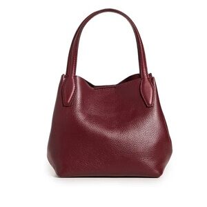 Madewell Mini Shopper Tote in soft grain pebbled leather, Deep Merlot